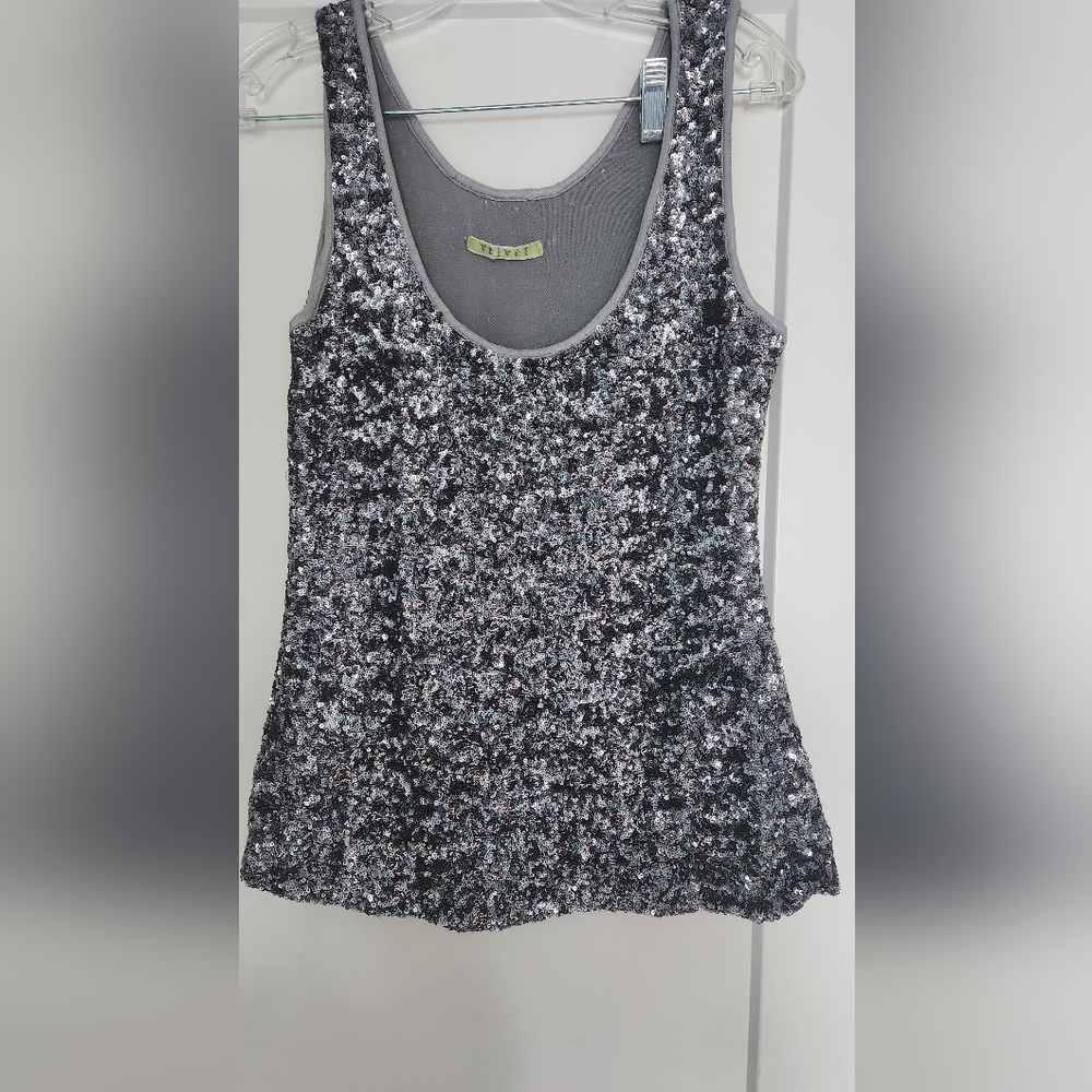 Velvet by Graham & Spencer Silver Sequin Tank